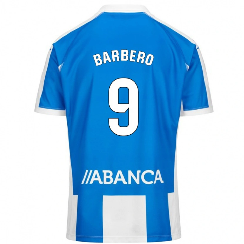 Danxen Mænd Iván Barbero #9 Blå Hvid Hjemmebane Spillertrøjer 2024/25 Trøje T-Shirt