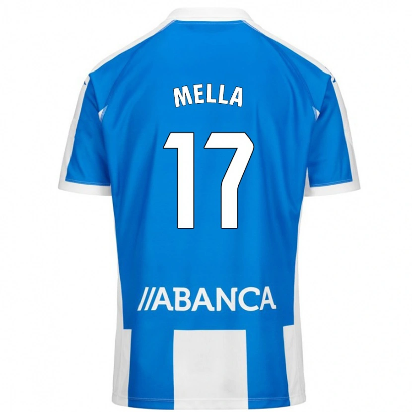 Danxen Mænd David Mella #17 Blå Hvid Hjemmebane Spillertrøjer 2024/25 Trøje T-Shirt