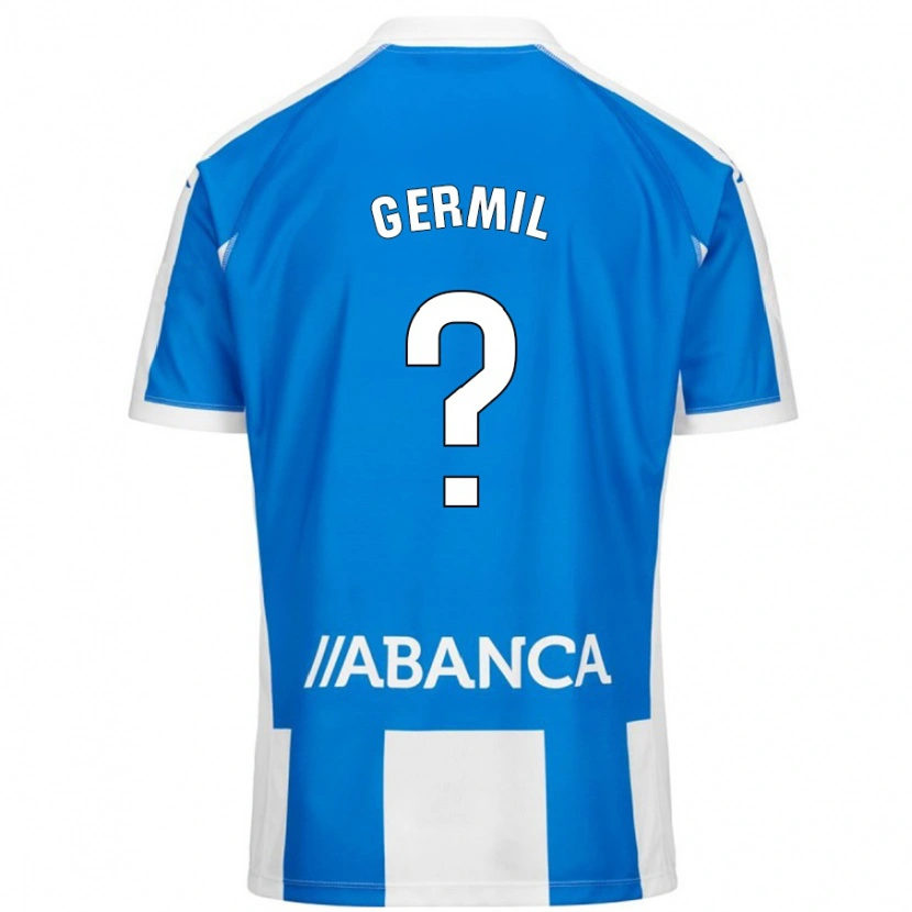 Danxen Mænd Darío Germil #0 Blå Hvid Hjemmebane Spillertrøjer 2024/25 Trøje T-Shirt
