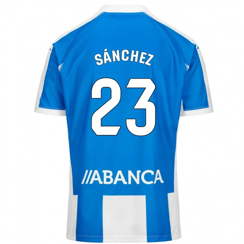 Danxen Mænd Kevin Sánchez #23 Blå Hvid Hjemmebane Spillertrøjer 2024/25 Trøje T-Shirt