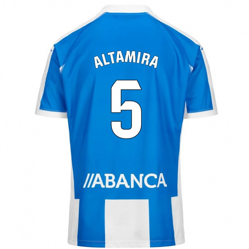 Danxen Mænd Inés Altamira #5 Blå Hvid Hjemmebane Spillertrøjer 2024/25 Trøje T-Shirt