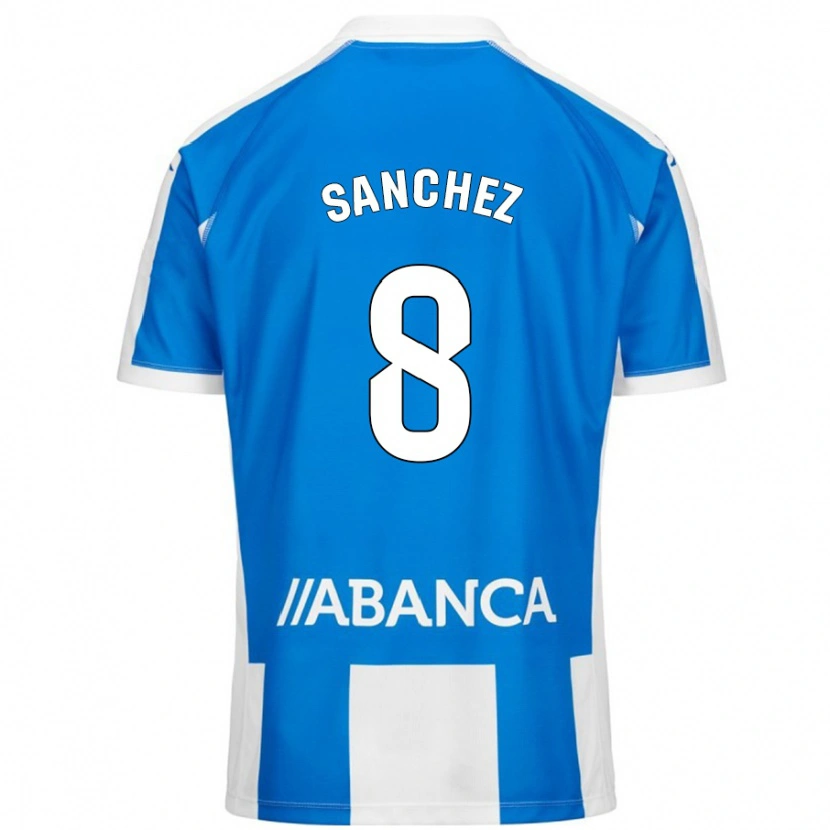 Danxen Mænd Carlota Sánchez #8 Blå Hvid Hjemmebane Spillertrøjer 2024/25 Trøje T-Shirt