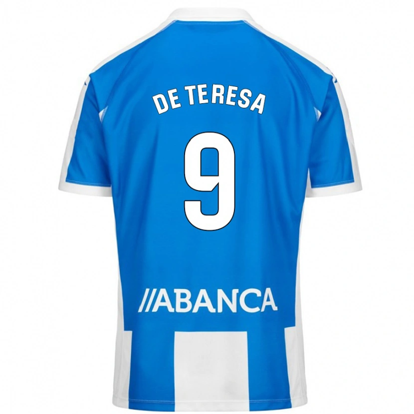 Danxen Mænd Ana Lucía De Teresa #9 Blå Hvid Hjemmebane Spillertrøjer 2024/25 Trøje T-Shirt