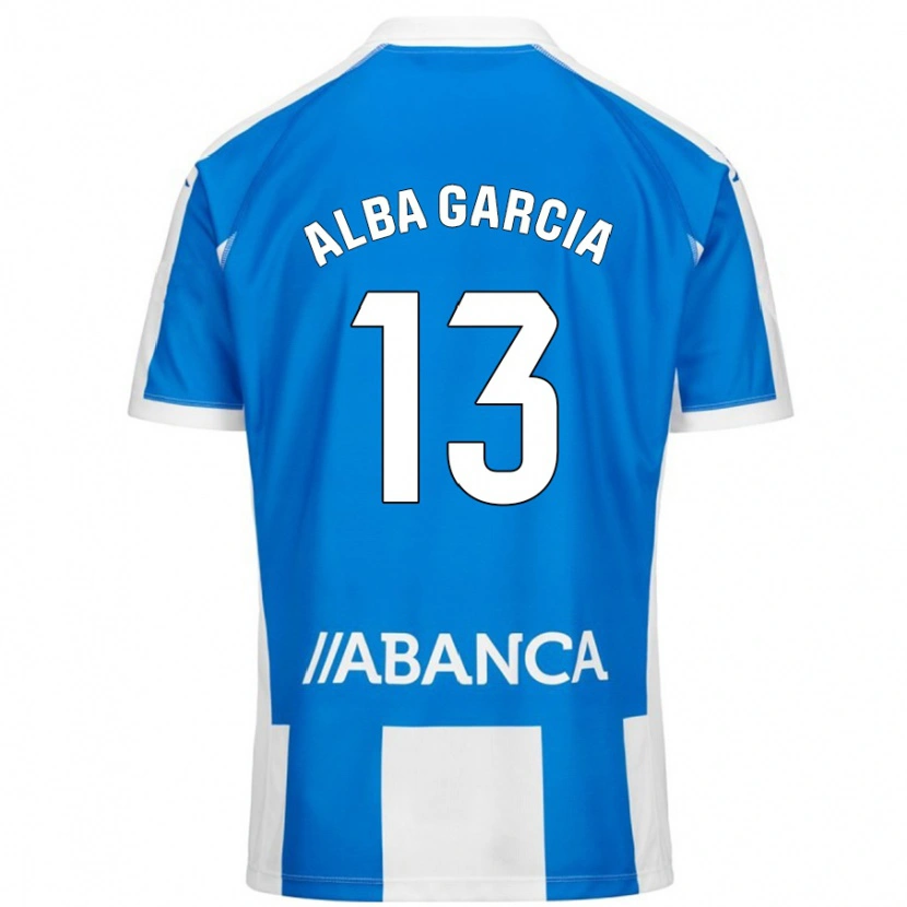 Danxen Mænd Lucía Alba García #13 Blå Hvid Hjemmebane Spillertrøjer 2024/25 Trøje T-Shirt