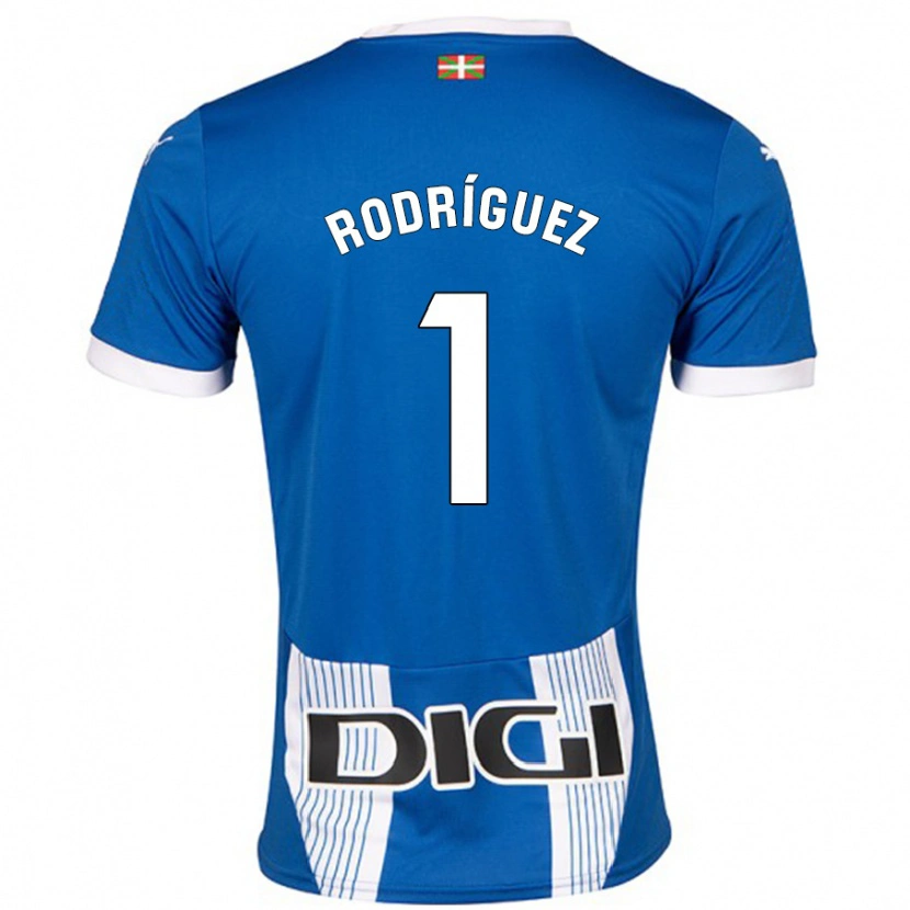 Danxen Mænd Adrián Rodríguez #1 Blå Hjemmebane Spillertrøjer 2024/25 Trøje T-Shirt