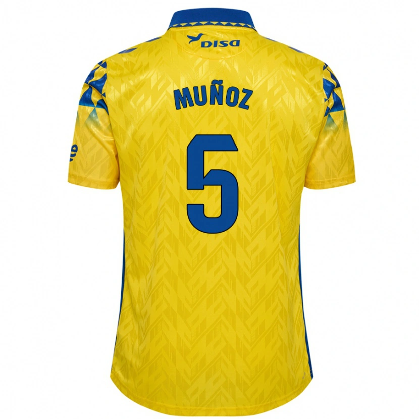 Danxen Mænd Javi Muñoz #5 Gul Blå Hjemmebane Spillertrøjer 2024/25 Trøje T-Shirt