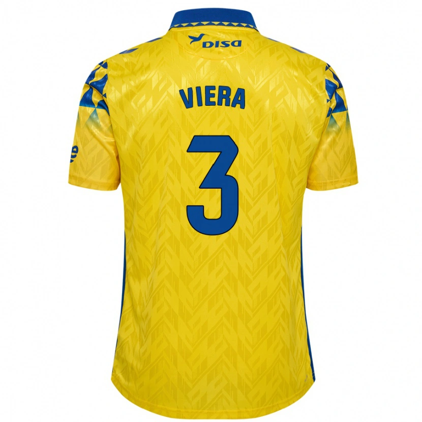Danxen Mænd Óliver Viera #3 Gul Blå Hjemmebane Spillertrøjer 2024/25 Trøje T-Shirt