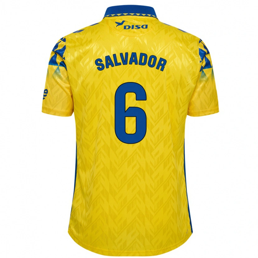 Danxen Mænd Pol Salvador #6 Gul Blå Hjemmebane Spillertrøjer 2024/25 Trøje T-Shirt