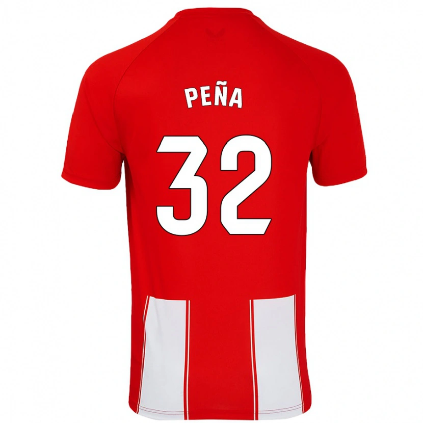 Danxen Mænd Marcos Peña #32 Rød Hvid Hjemmebane Spillertrøjer 2024/25 Trøje T-Shirt
