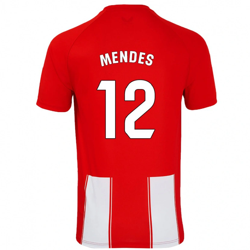 Danxen Mænd Alex Mendes #12 Rød Hvid Hjemmebane Spillertrøjer 2024/25 Trøje T-Shirt