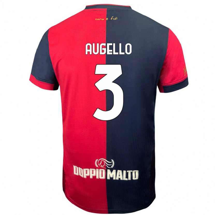 Danxen Mænd Tommaso Augello #3 Rød Mørkere Blå Hjemmebane Spillertrøjer 2024/25 Trøje T-Shirt
