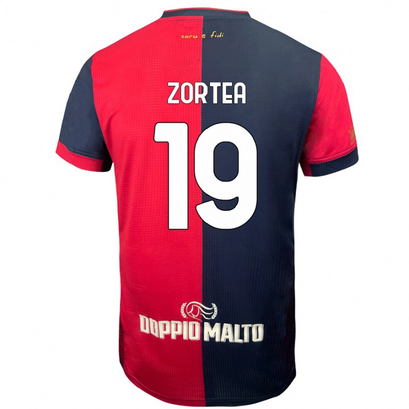 Danxen Mænd Nadir Zortea #19 Rød Mørkere Blå Hjemmebane Spillertrøjer 2024/25 Trøje T-Shirt