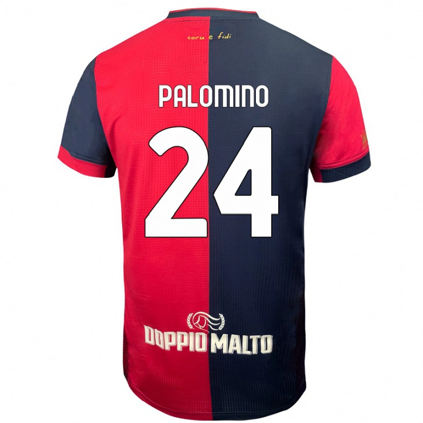 Danxen Mænd José Luis Palomino #24 Rød Mørkere Blå Hjemmebane Spillertrøjer 2024/25 Trøje T-Shirt