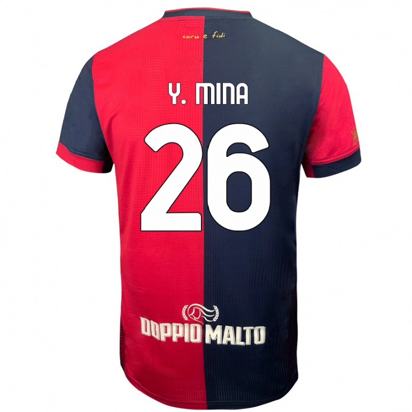 Danxen Mænd Yerry Mina #26 Rød Mørkere Blå Hjemmebane Spillertrøjer 2024/25 Trøje T-Shirt