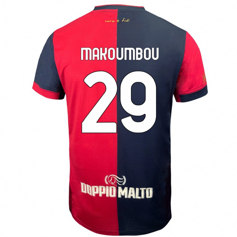 Danxen Mænd Antoine Makoumbou #29 Rød Mørkere Blå Hjemmebane Spillertrøjer 2024/25 Trøje T-Shirt