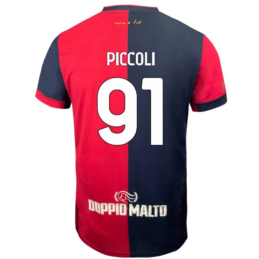 Danxen Mænd Roberto Piccoli #91 Rød Mørkere Blå Hjemmebane Spillertrøjer 2024/25 Trøje T-Shirt