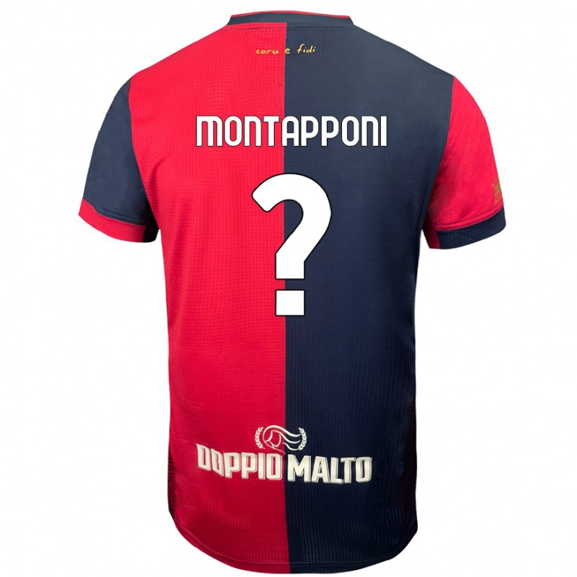 Danxen Mænd Leonardo Montapponi #0 Rød Mørkere Blå Hjemmebane Spillertrøjer 2024/25 Trøje T-Shirt