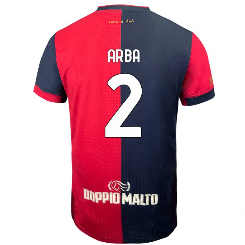 Danxen Mænd Federico Arba #2 Rød Mørkere Blå Hjemmebane Spillertrøjer 2024/25 Trøje T-Shirt