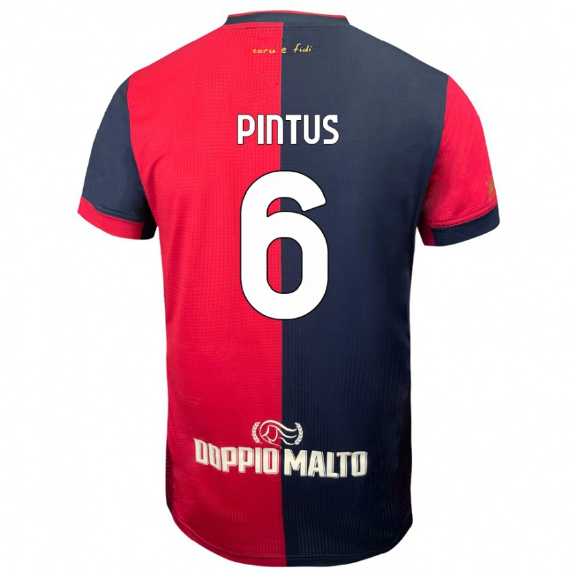 Danxen Mænd Nicola Pintus #6 Rød Mørkere Blå Hjemmebane Spillertrøjer 2024/25 Trøje T-Shirt