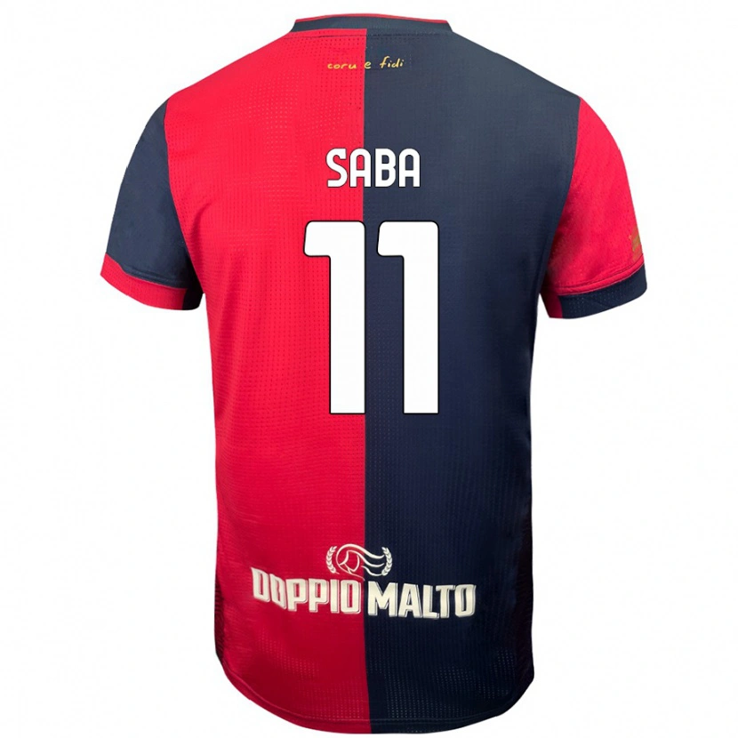 Danxen Mænd Alessio Saba #11 Rød Mørkere Blå Hjemmebane Spillertrøjer 2024/25 Trøje T-Shirt