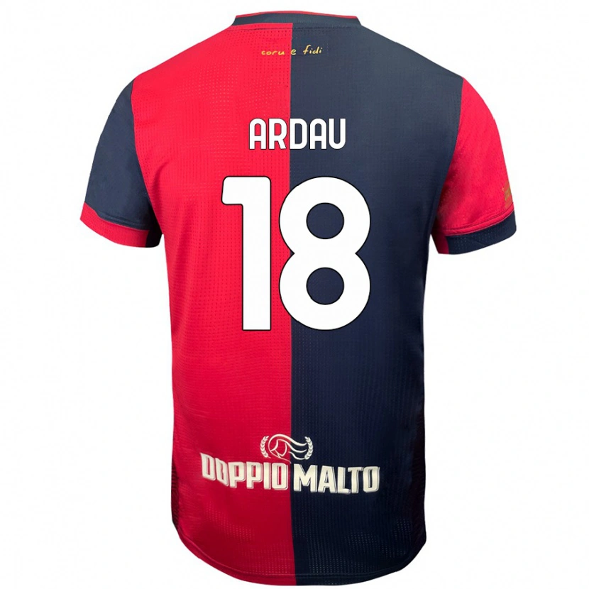 Danxen Mænd Samuel Ardau #18 Rød Mørkere Blå Hjemmebane Spillertrøjer 2024/25 Trøje T-Shirt