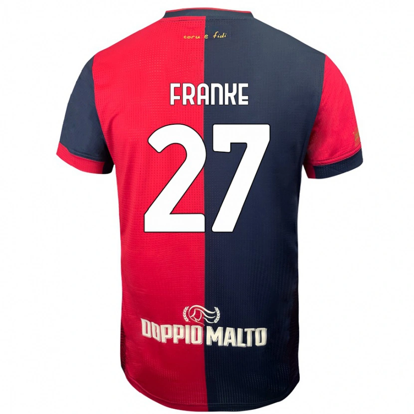 Danxen Mænd Antoni Franke #27 Rød Mørkere Blå Hjemmebane Spillertrøjer 2024/25 Trøje T-Shirt