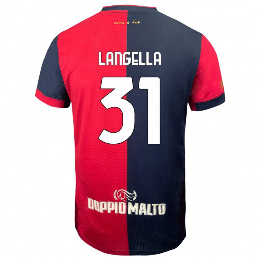 Danxen Mænd Matteo Langella #31 Rød Mørkere Blå Hjemmebane Spillertrøjer 2024/25 Trøje T-Shirt