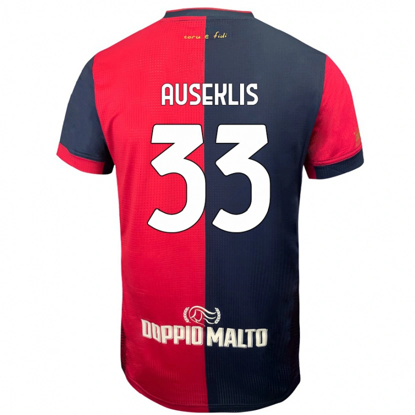 Danxen Mænd Henrijs Auseklis #33 Rød Mørkere Blå Hjemmebane Spillertrøjer 2024/25 Trøje T-Shirt