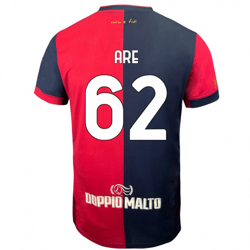 Danxen Mænd Emmanuele Are #62 Rød Mørkere Blå Hjemmebane Spillertrøjer 2024/25 Trøje T-Shirt