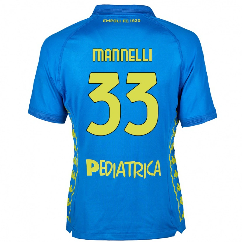 Danxen Mænd Matteo Mannelli #33 Blå Hjemmebane Spillertrøjer 2024/25 Trøje T-Shirt