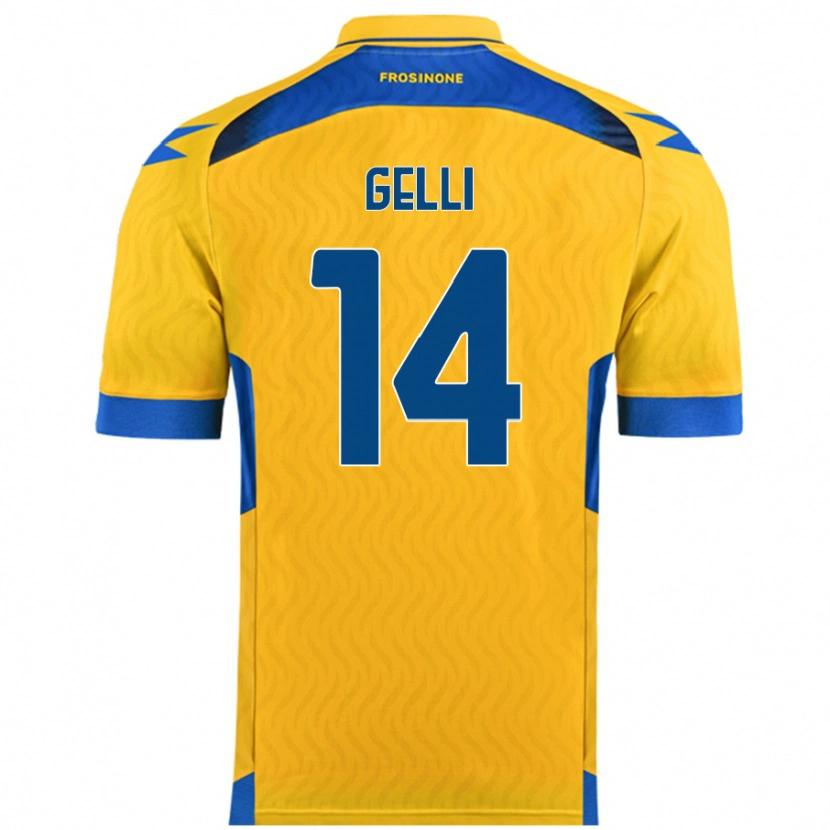 Danxen Mænd Francesco Gelli #14 Gul Hjemmebane Spillertrøjer 2024/25 Trøje T-Shirt
