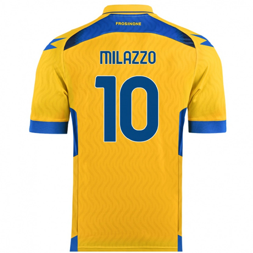 Danxen Mænd Simone Milazzo #10 Gul Hjemmebane Spillertrøjer 2024/25 Trøje T-Shirt