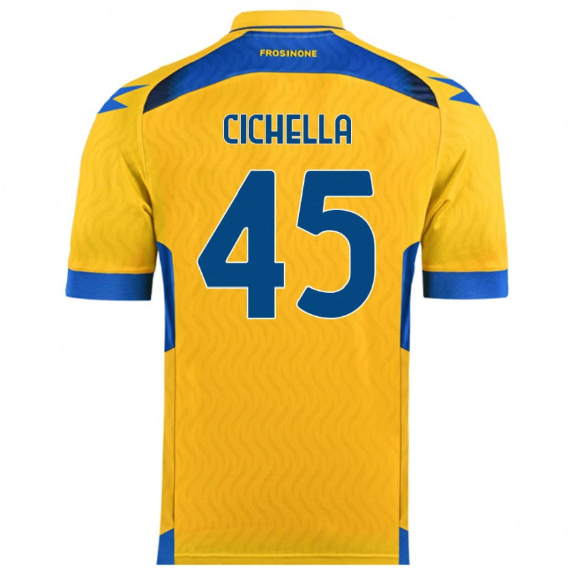 Danxen Mænd Matteo Cichella #45 Gul Hjemmebane Spillertrøjer 2024/25 Trøje T-Shirt