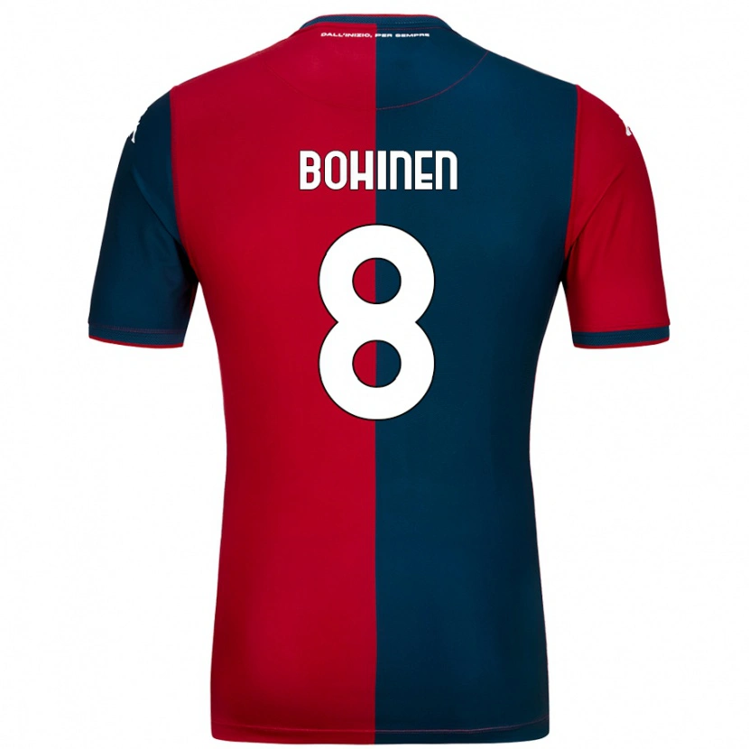 Danxen Mænd Emil Bohinen #8 Rød Mørkeblå Hjemmebane Spillertrøjer 2024/25 Trøje T-Shirt