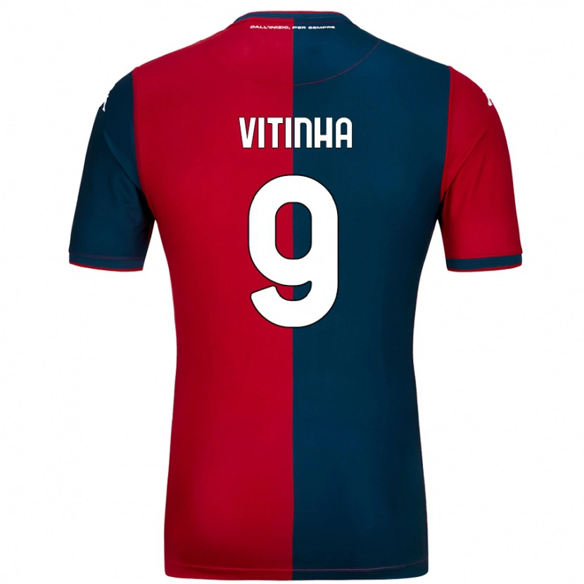 Danxen Mænd Vitinha #9 Rød Mørkeblå Hjemmebane Spillertrøjer 2024/25 Trøje T-Shirt