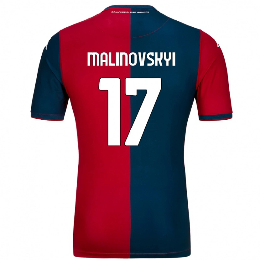 Danxen Mænd Ruslan Malinovskyi #17 Rød Mørkeblå Hjemmebane Spillertrøjer 2024/25 Trøje T-Shirt