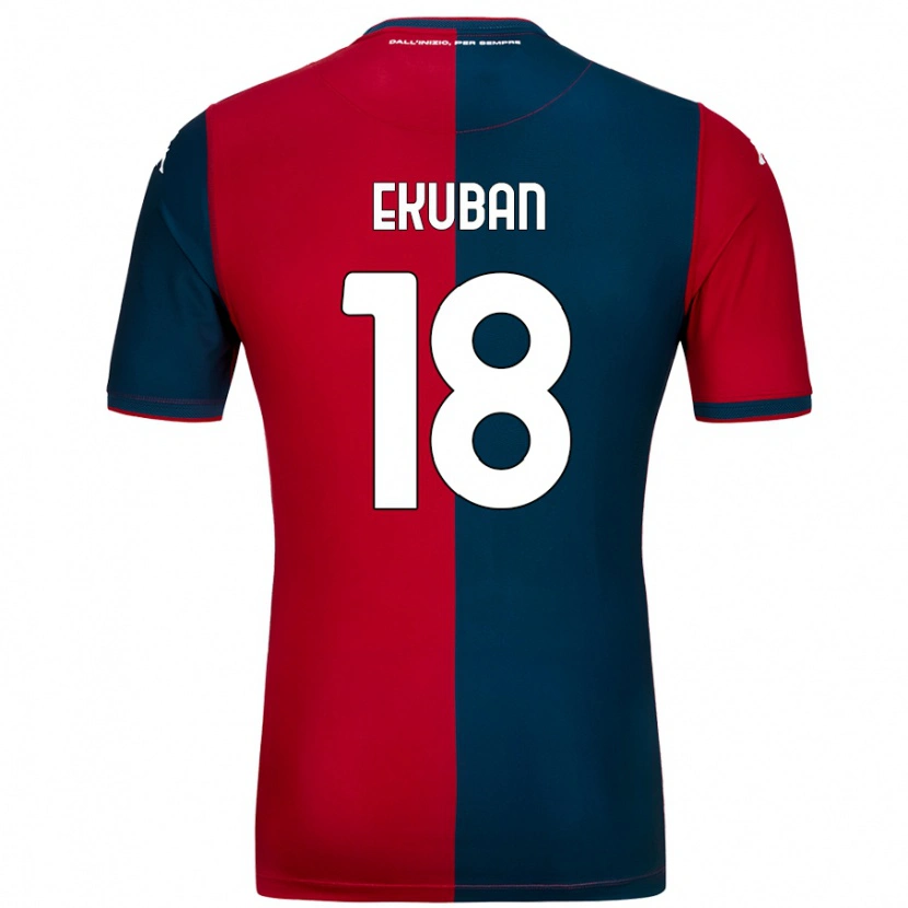 Danxen Mænd Caleb Ekuban #18 Rød Mørkeblå Hjemmebane Spillertrøjer 2024/25 Trøje T-Shirt