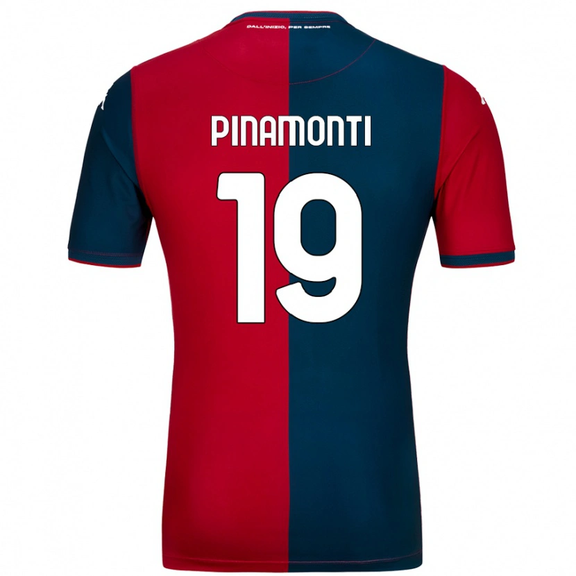 Danxen Mænd Andrea Pinamonti #19 Rød Mørkeblå Hjemmebane Spillertrøjer 2024/25 Trøje T-Shirt