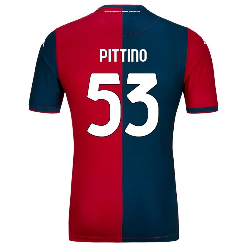 Danxen Mænd Tommaso Pittino #53 Rød Mørkeblå Hjemmebane Spillertrøjer 2024/25 Trøje T-Shirt