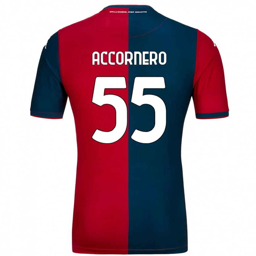 Danxen Mænd Federico Accornero #55 Rød Mørkeblå Hjemmebane Spillertrøjer 2024/25 Trøje T-Shirt