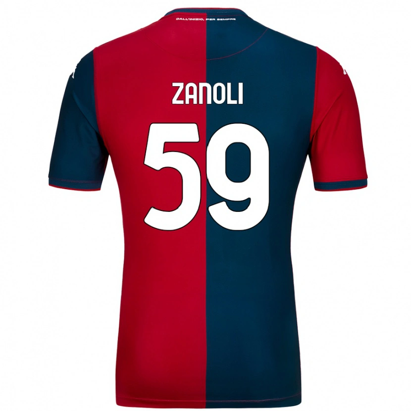 Danxen Mænd Alessandro Zanoli #59 Rød Mørkeblå Hjemmebane Spillertrøjer 2024/25 Trøje T-Shirt
