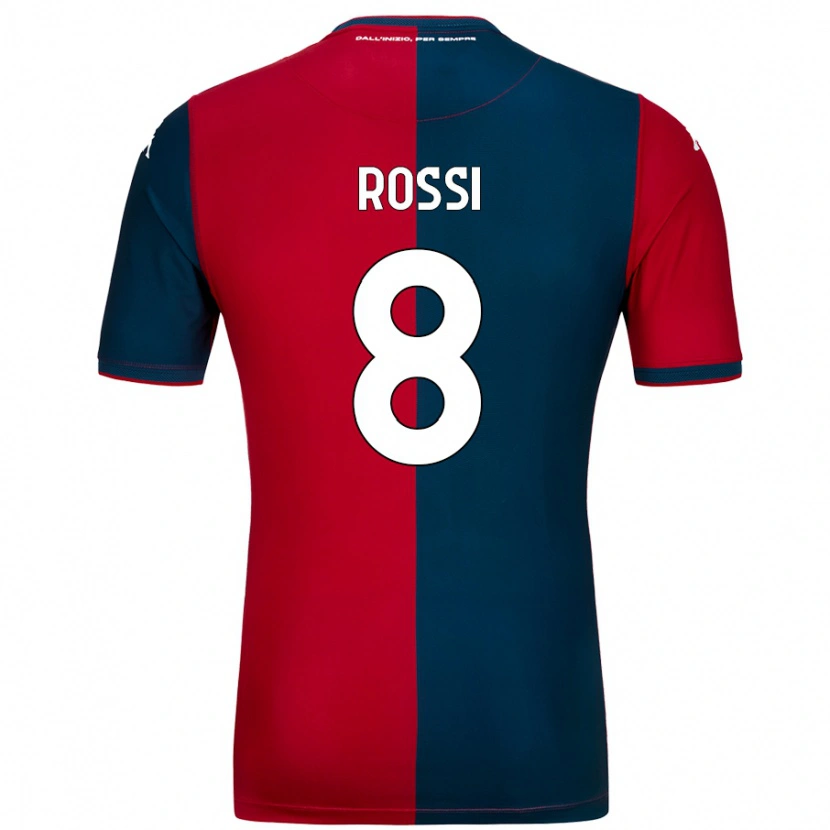Danxen Mænd Gianluca Rossi #8 Rød Mørkeblå Hjemmebane Spillertrøjer 2024/25 Trøje T-Shirt