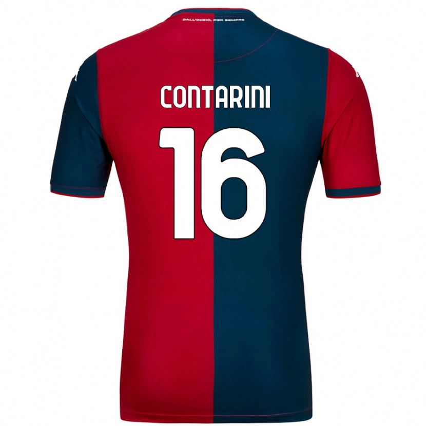 Danxen Mænd Jacopo Contarini #16 Rød Mørkeblå Hjemmebane Spillertrøjer 2024/25 Trøje T-Shirt