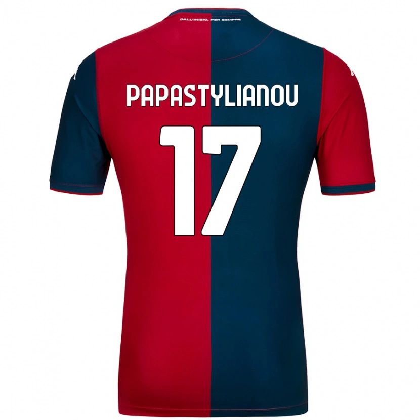 Danxen Mænd Lysandros Andreas Papastylianou #17 Rød Mørkeblå Hjemmebane Spillertrøjer 2024/25 Trøje T-Shirt