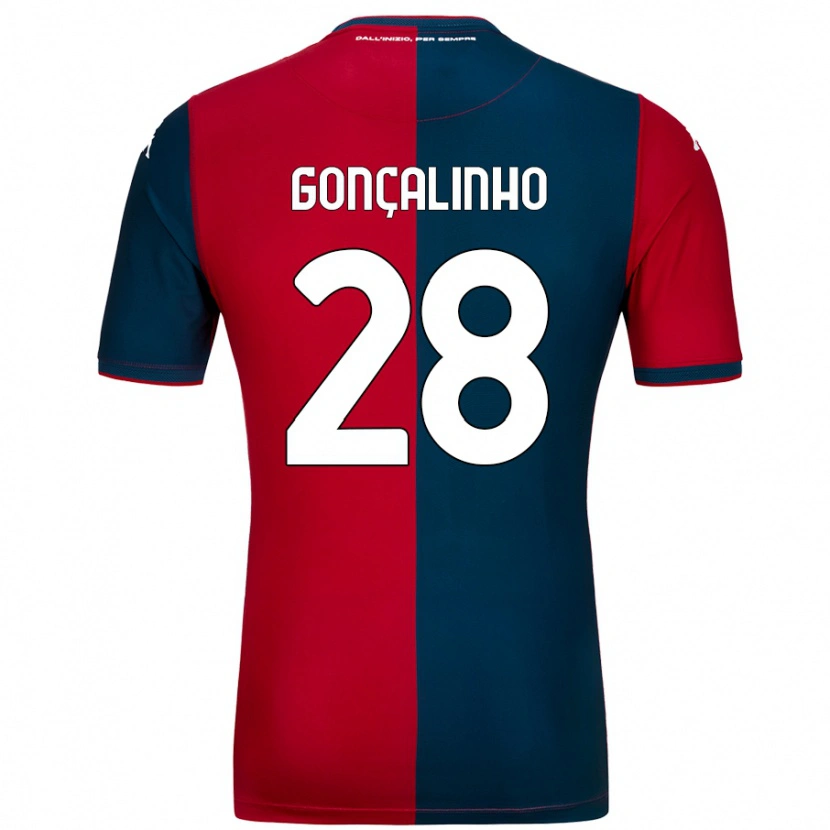 Danxen Mænd João Gonçalinho #28 Rød Mørkeblå Hjemmebane Spillertrøjer 2024/25 Trøje T-Shirt