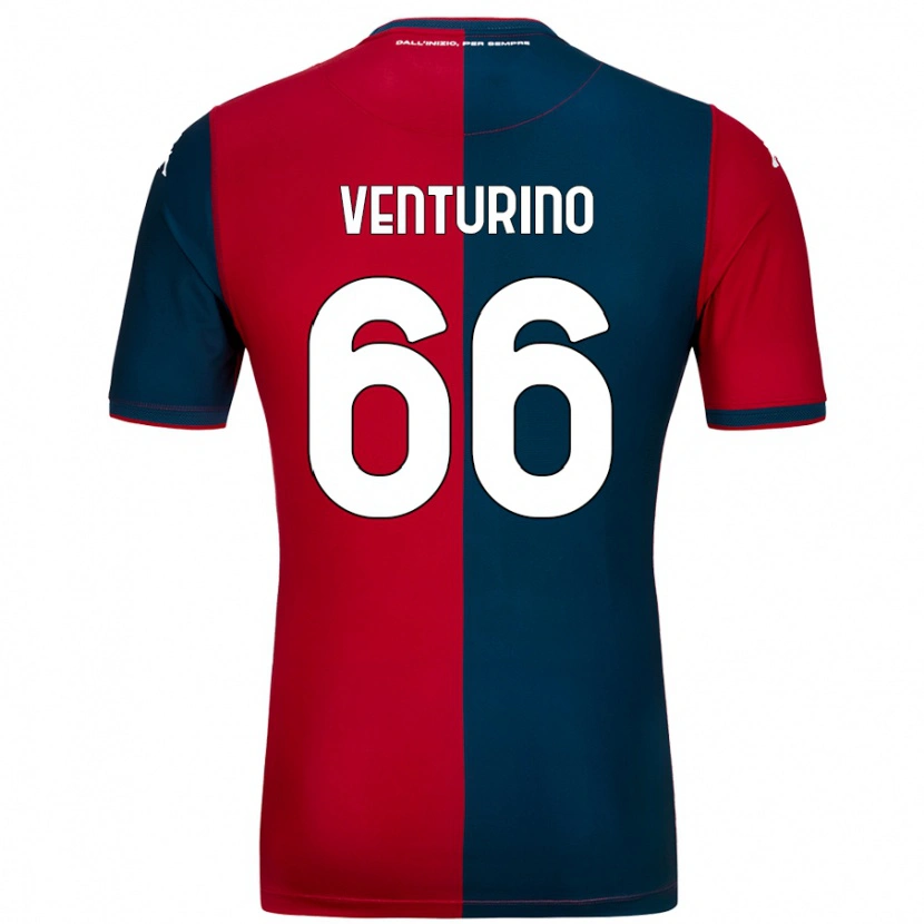 Danxen Mænd Lorenzo Venturino #66 Rød Mørkeblå Hjemmebane Spillertrøjer 2024/25 Trøje T-Shirt