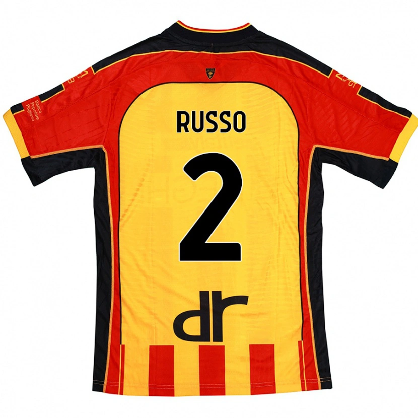 Danxen Mænd Luca Russo #2 Gul Rød Hjemmebane Spillertrøjer 2024/25 Trøje T-Shirt