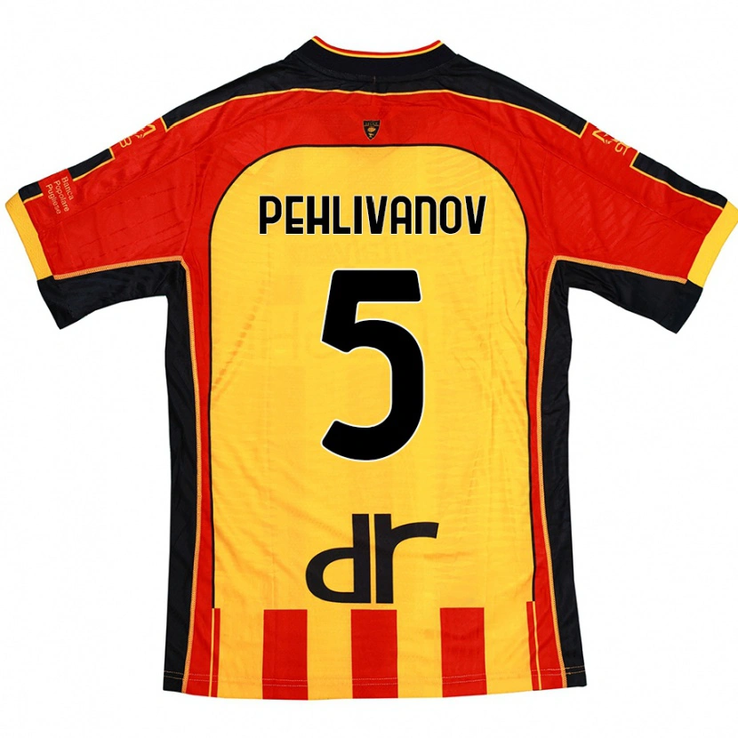 Danxen Mænd Cristian Pehlivanov #5 Gul Rød Hjemmebane Spillertrøjer 2024/25 Trøje T-Shirt