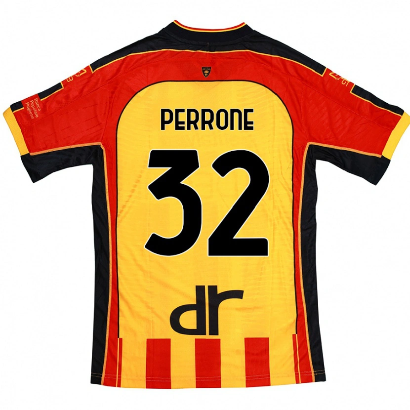 Danxen Mænd Samuele Perrone #32 Gul Rød Hjemmebane Spillertrøjer 2024/25 Trøje T-Shirt