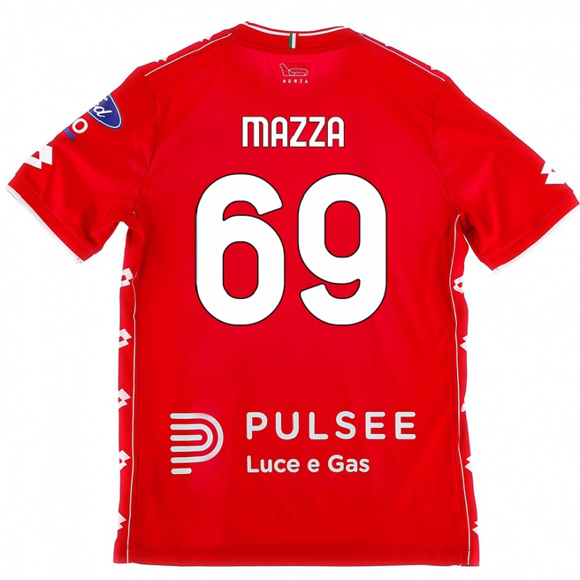 Danxen Mænd Andrea Mazza #69 Rød Hvid Hjemmebane Spillertrøjer 2024/25 Trøje T-Shirt